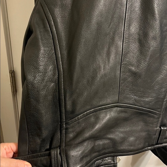 DREW Women’s Black leather moto jacket Size: L - Picture 6 of 9